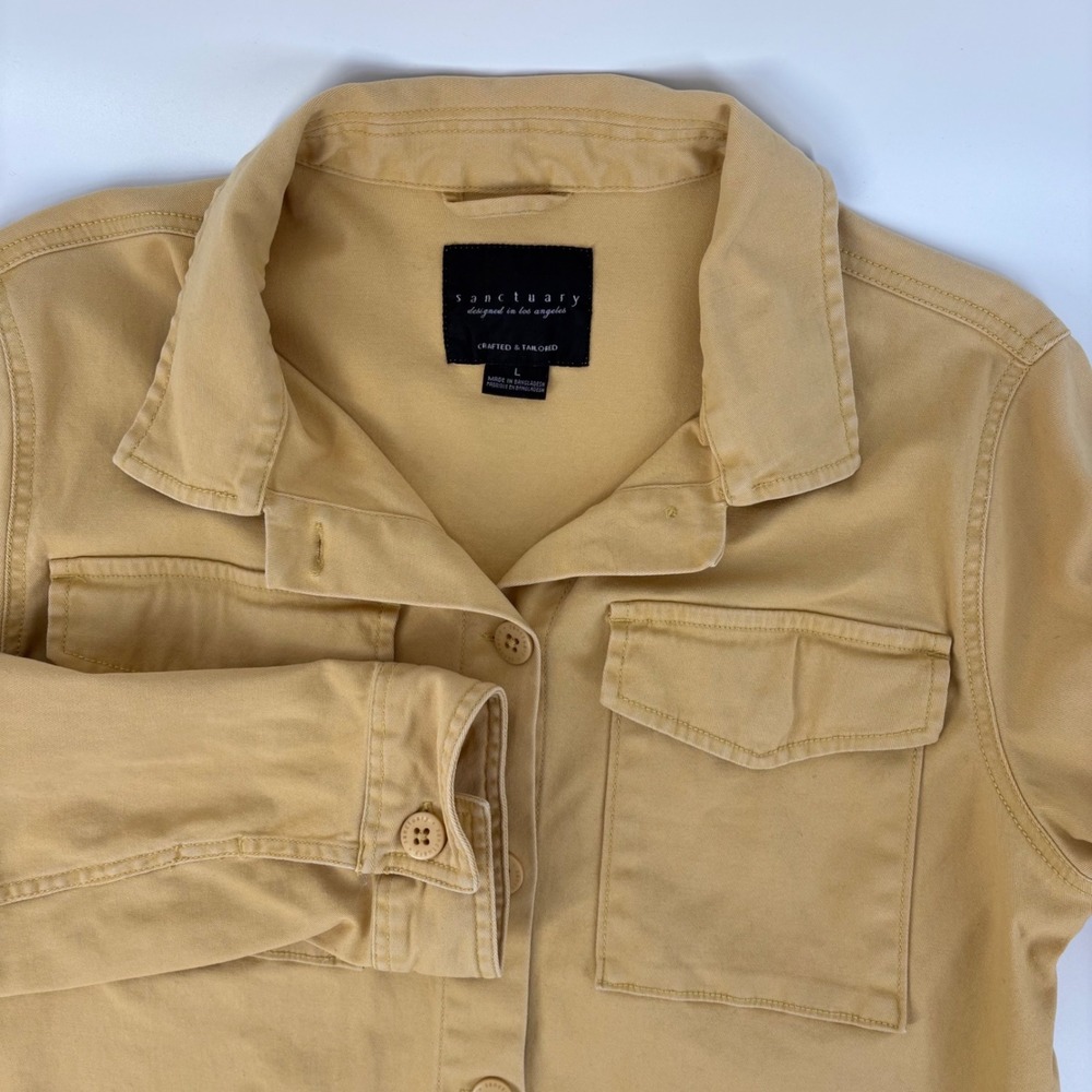 Sanctuary Womens Tan Khaki Cotton Utility Field Jacket Button Front L XJ9020A032